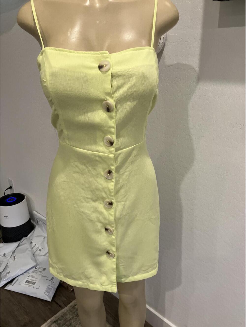 NWT Miken Swim Yellow Button Front Spaghetti Strap Dress